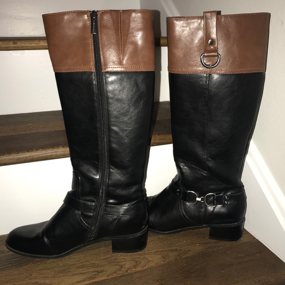 Bandolino Cabalina Womens Black Brown Riding Boots